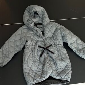 Zara  blue Gray Puffer Jacket with Hood super soft silky material